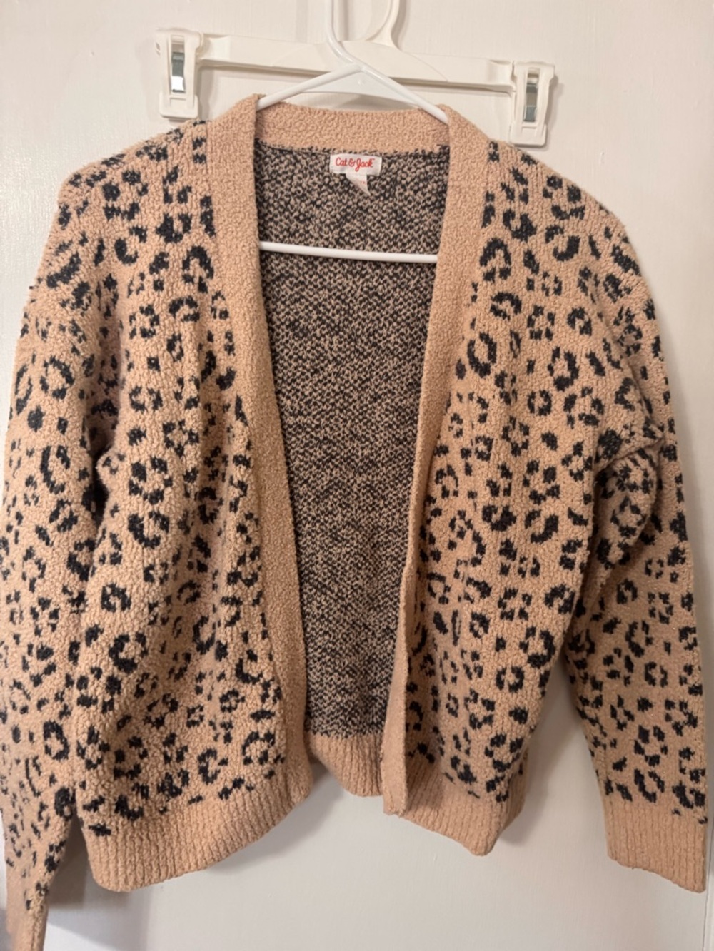 Cat & Jack Tan and Black Leopard Open-Front Cardigan